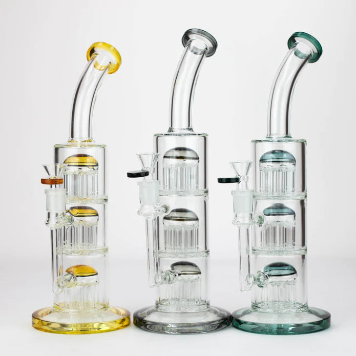 13'' Triple 8arms perc glass bubbler bong