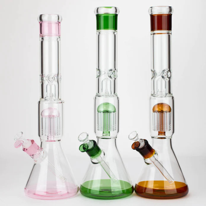 18" Single 8 arms perc with splash guard 7mm glass water bong