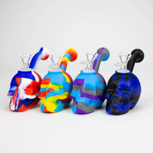 6" skull multi colored mini Bubbler