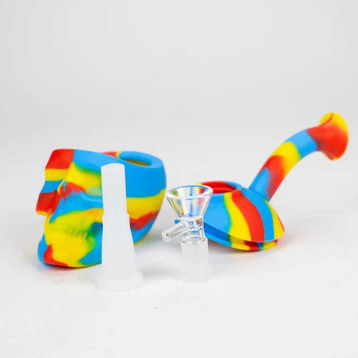 6" skull multi colored mini Bubbler