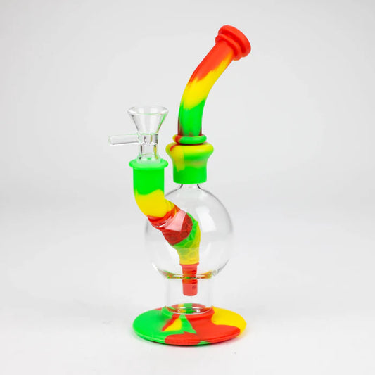 7.8" Silicone+Glass Round bong-Assorted