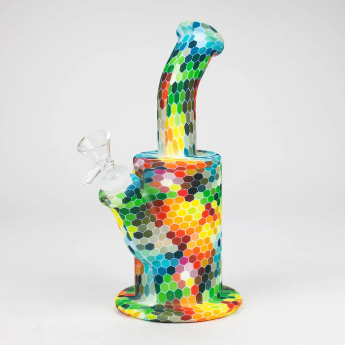 9" Silicone Multi Color Graphical Bong