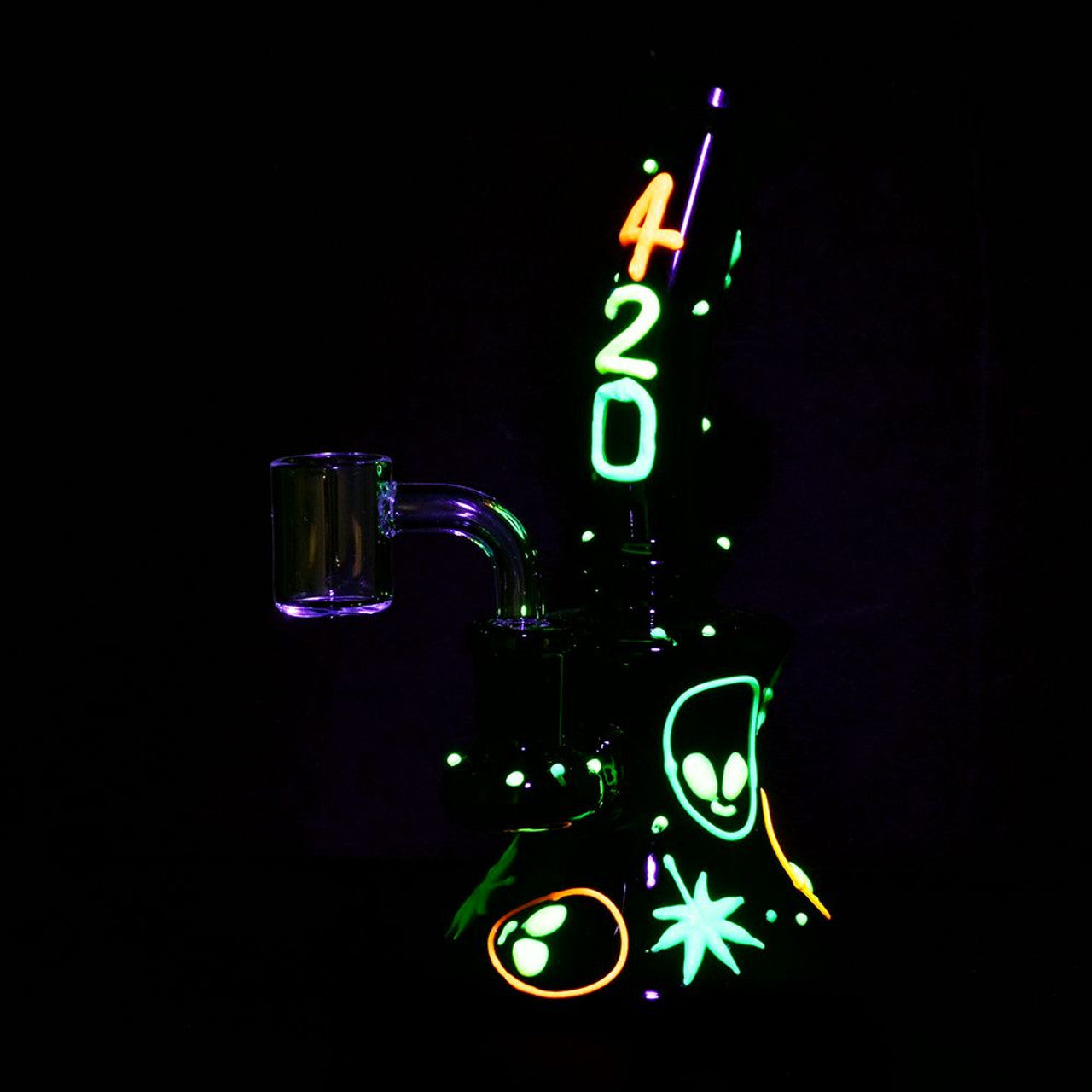 420 Alien Glow In The Dark Glass Dab Rig - 6.5"