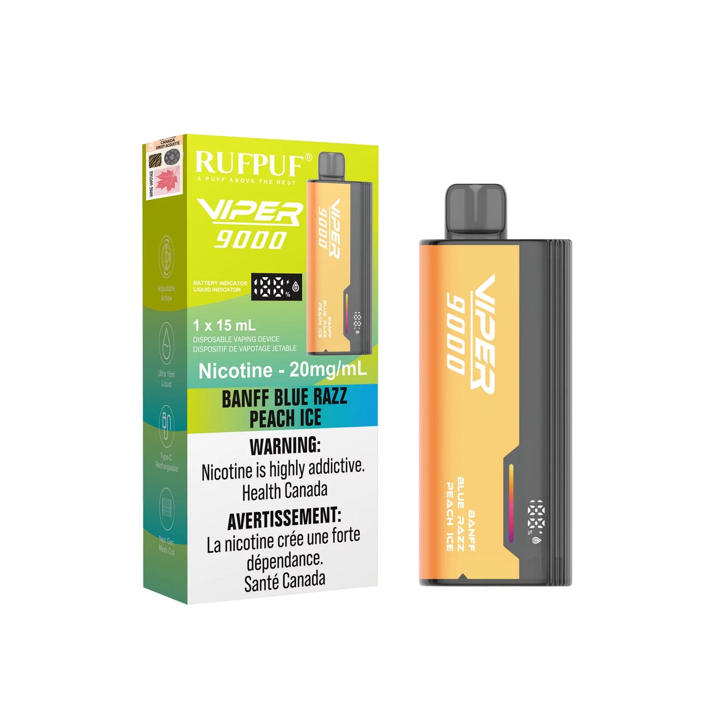 RufPuf Viper 9000 - Banff Blue Razz Peach Ice