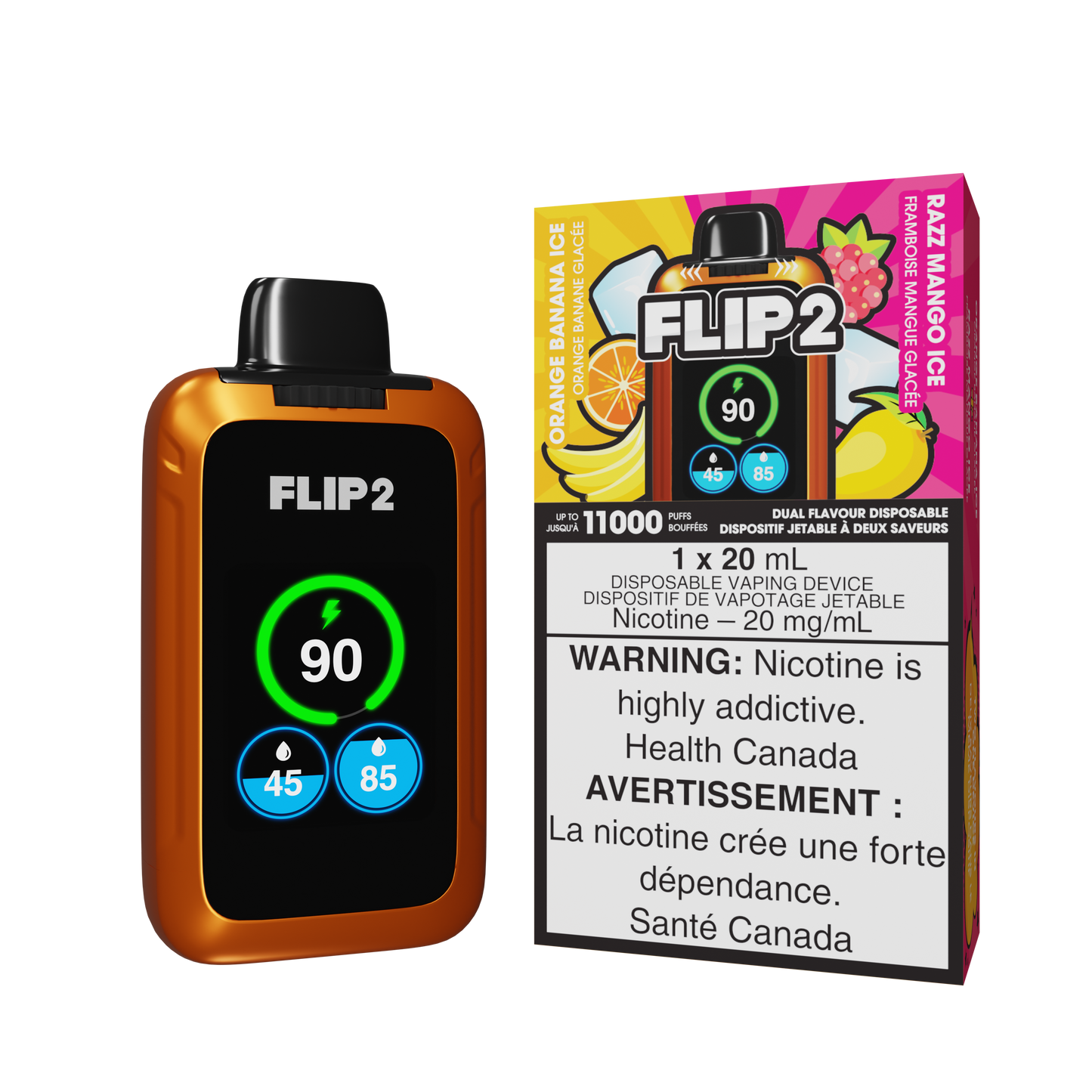 Flip 2 11K - Orange Banana Ice & Razz Mango Ice