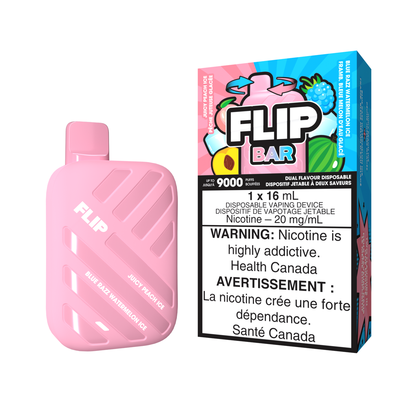 FLIP BAR DISPOSABLE - JUICY PEACH ICE AND BLUE RAZZ WATERMELON ICE