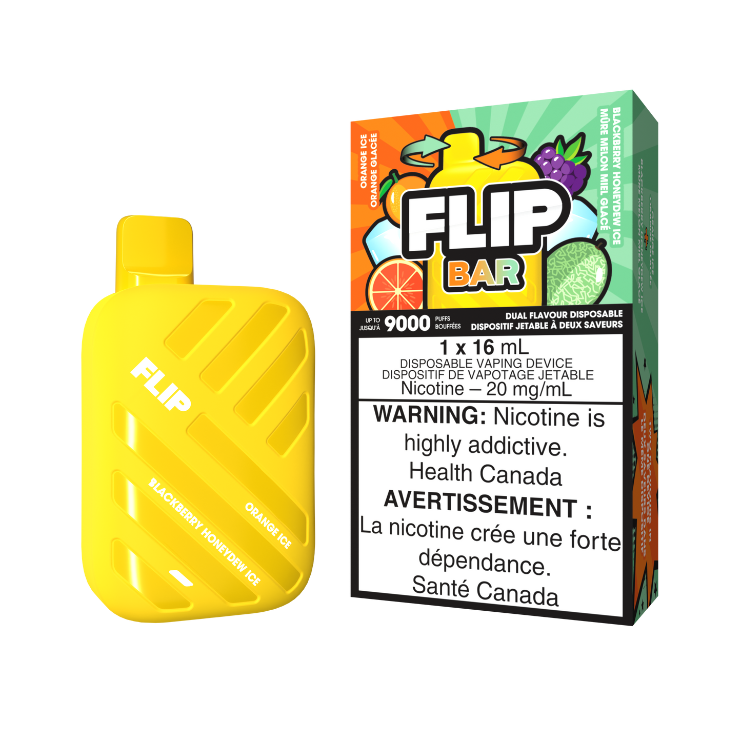 FLIP BAR DISPOSABLE - ORANGE ICE AND BLACKBERRY HONEYDEW ICE