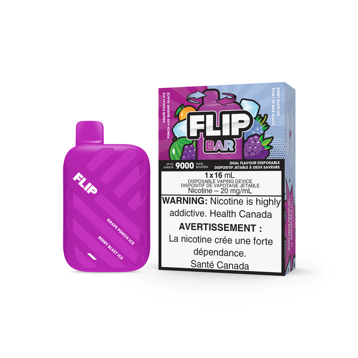 FLIP BAR DISPOSABLE - GRAPE PUNCH ICE AND BERRY BLAST ICE