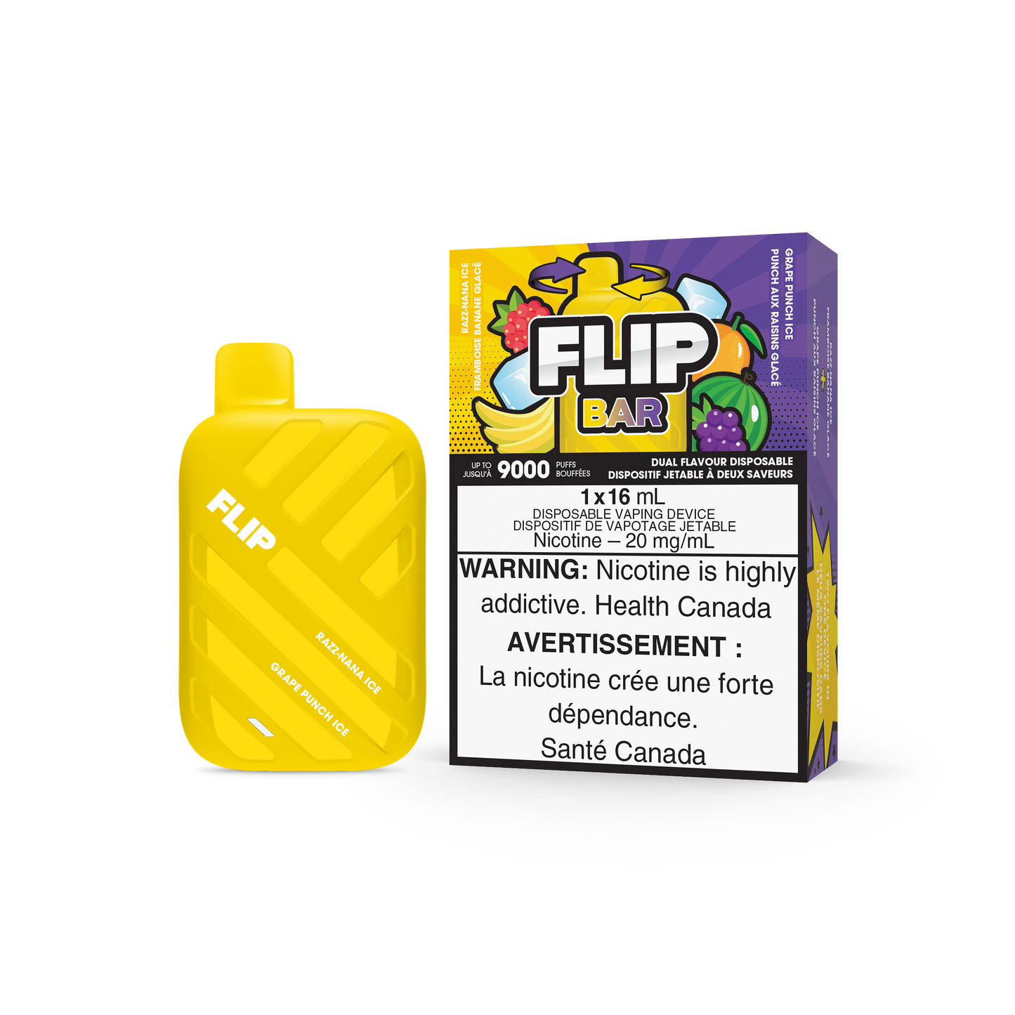 FLIP BAR DISPOSABLE - RAZZ NANA ICE AND GRAPE PUNCH ICE