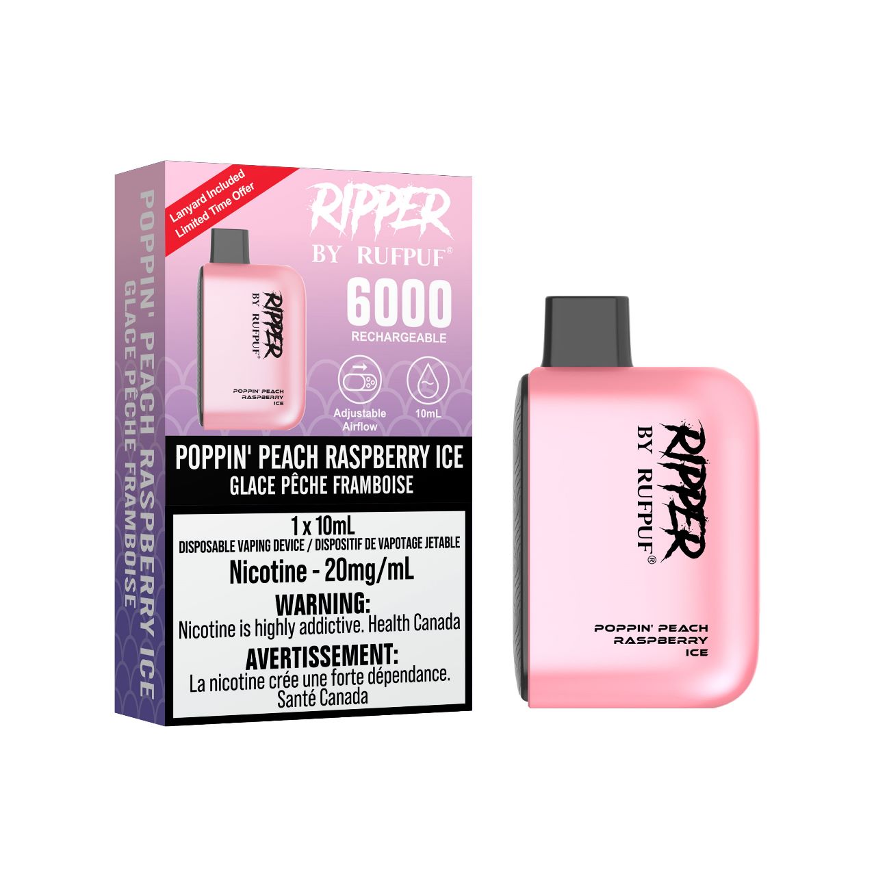 RufPuf Ripper 6000- Poppin Peach Raspberry Ice