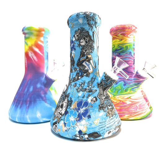 8" Silicone Multi Color Graphical Bong