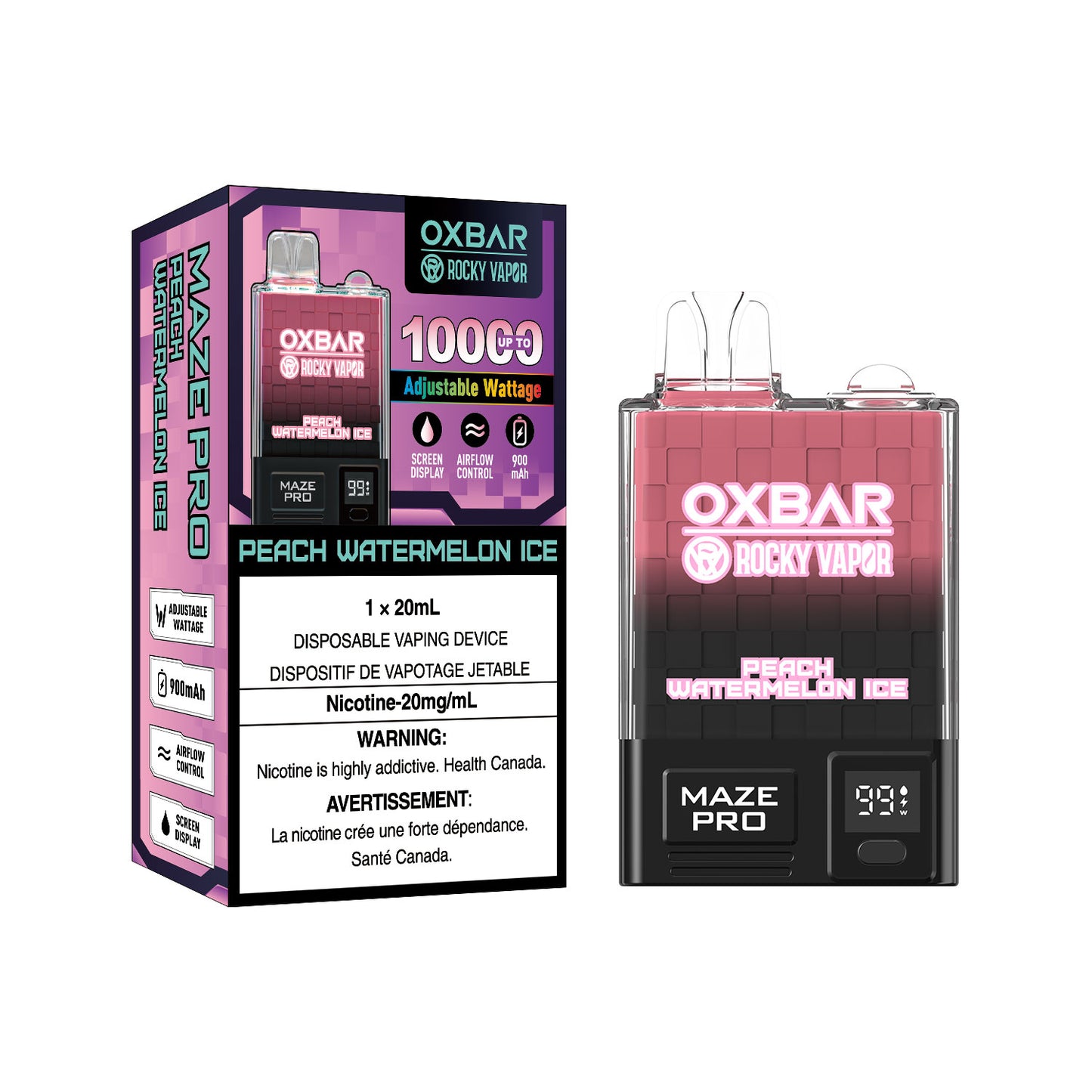 ROCKY VAPOR OXBAR MAZE PRO - Peach Watermelon Ice