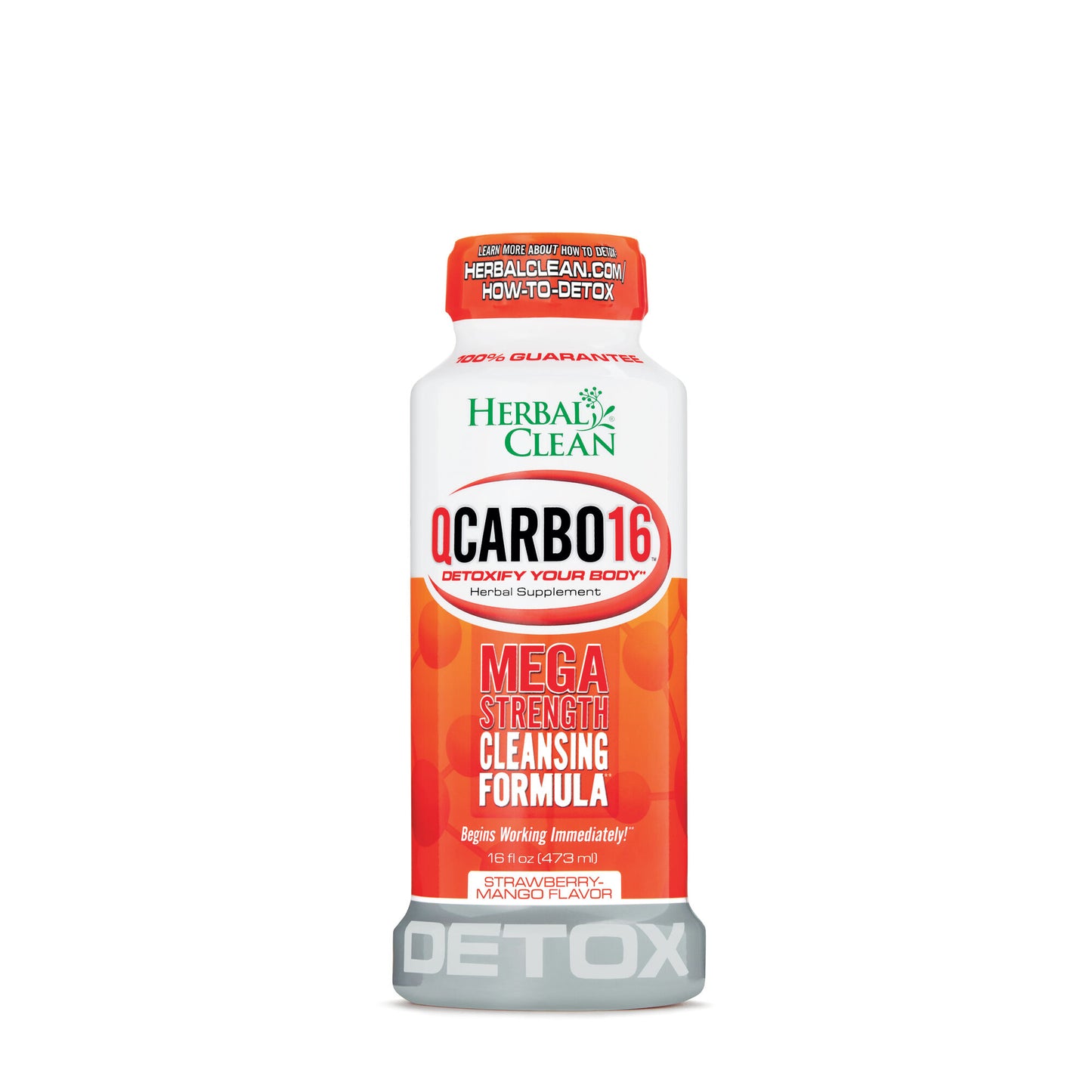 Herbal Clean QCarbo16 16oz Detox Drink - Strawberry Mango