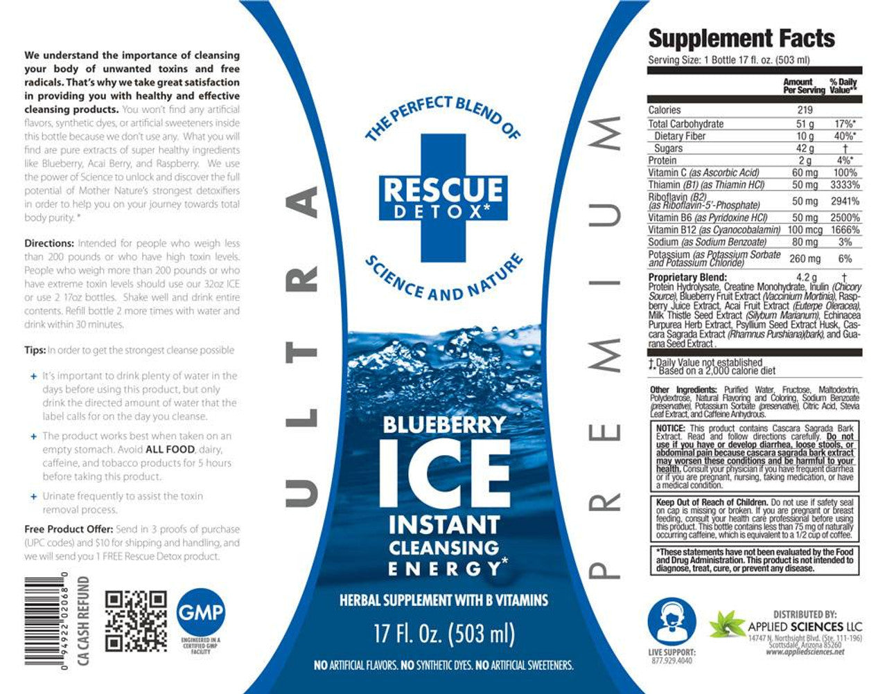 Rescue Detox Ice 17oz – Blueberry